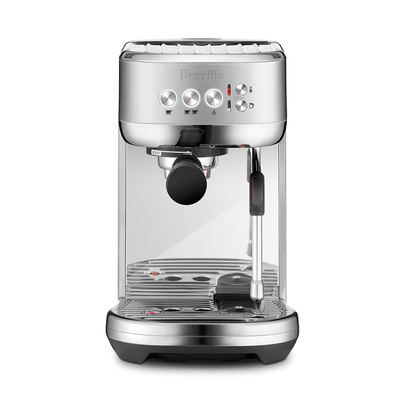 Breville Bambino Plus espresso machine in brushed stainless steel